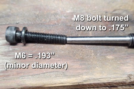 M8 bolt turned down to .175 - Compared to M6 Bolt.jpg