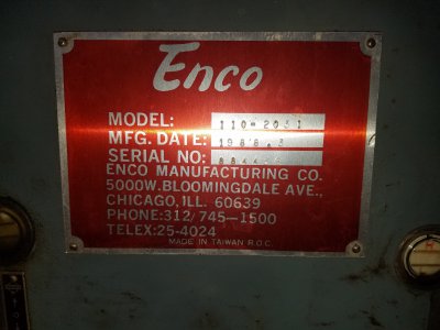 Enco 110-2031 Made in 1988, Motor wiring. | The Hobby-Machinist